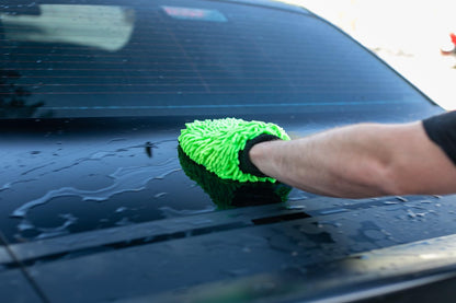 The Rag Company - Premium Chenille Microfiber Knobby Wash Mitts - Perfect for Car Washing and Detailing; Scratch-Free, Lint-Free, Double-Sided, Plush, and Absorbent; Lime Green + Blue (2-Pack)