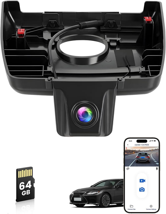 Front 4K UHD Dash Cam for Lexus ES 2019-2025 ES350 ES300h F Sport ES250, 150° FOV, Easy Plug & Play, WiFi&APP, Loop Recording, G-Sensor, 64GB Card