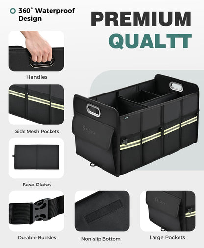 FLORICH Trunk Organizer for Suv, Premium Waterproof Car Organizers and Storage, Collapsible Multi-Compartment Truck Organizer Back Seat Storage for Car