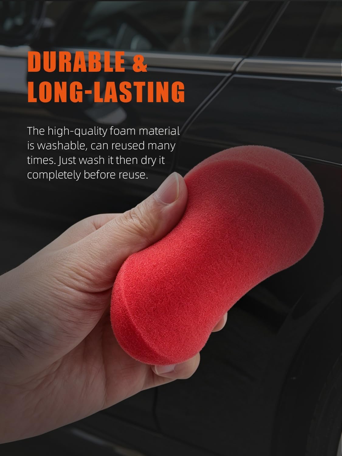 SPTA Tire Shine Applicator, 6Pcs Foam Applicator Pads, Round Shape Side Pressing Hand Polishing Sponge Pads Kit Tire Shine Applicator Pad Tire Dressing Applicator Pad for Applying Tire Shine