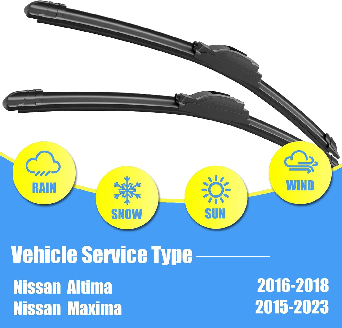 Gavimnal® 28"+17" Silicone Wiper Blades Replacement For Nissan Altima 2007-2015,Maxima 2009-2014,All-Season Front Windshield Wiper Blades(Set of 2)