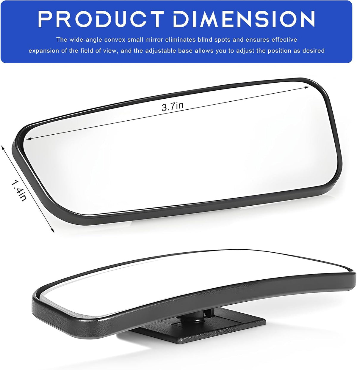 2 PCS Blind Spot Mirror, Adjustable Wide Angle Convex Side Rearview Mirrors, Long Framed Rectangular HD Glass Rear View Mirror for Sedans SUVs Trucks, Car Accessories (Framed Medium)