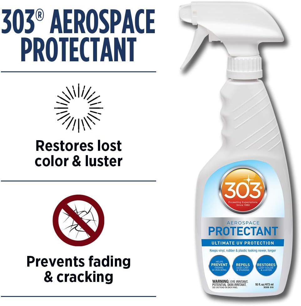 303 Products Aerospace Protectant Spray, UV Protection for Outdoor Surfaces – Protects Vinyl, Plastic & Rubber, Repels Dust & Dirt, Matte Finish, 10 oz