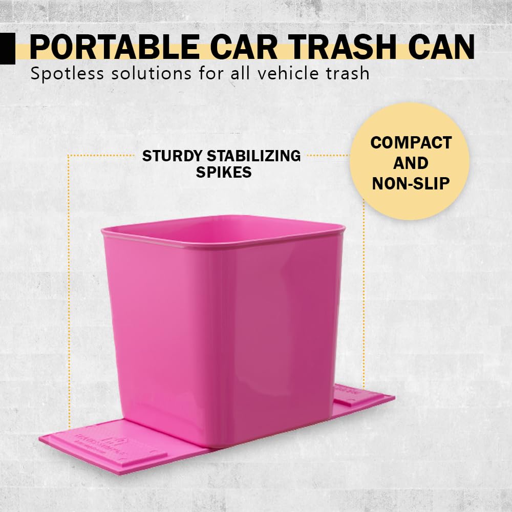 Car Trash Can for Vehicles Leakproof Compact Garbage Bin w/Stability Flap, Anti-Slip Base, Portable Trash Holder for Cars, Trucks, SUVs, Minivans (Black, Large)