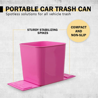 Car Trash Can for Vehicles Leakproof Compact Garbage Bin w/Stability Flap, Anti-Slip Base, Portable Trash Holder for Cars, Trucks, SUVs, Minivans (Black, Large)