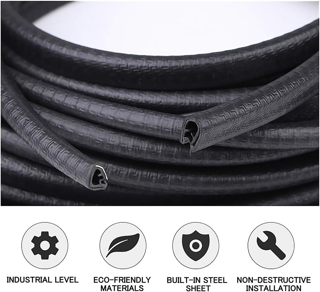 MYFAMIREA 33Ft(10M) Long Car Door Edge Guards, U Shape Edge Trim Rubber Seal Protector Car Door Protection Anti-Collision Rubber Clips Easy to Cut No Need Adhesive Fit for Most Vehicles| Black