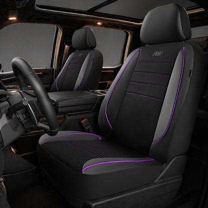 Skechers Air-Cooled Memory Foam Seat Covers,Mesh Thick Car Seat Covers,Piping Leather Car Seat Covers Front Seats,Airbag Compatible,Automotive Comfort Universal FitMost Cars,Vans,Truck,SUV,Black
