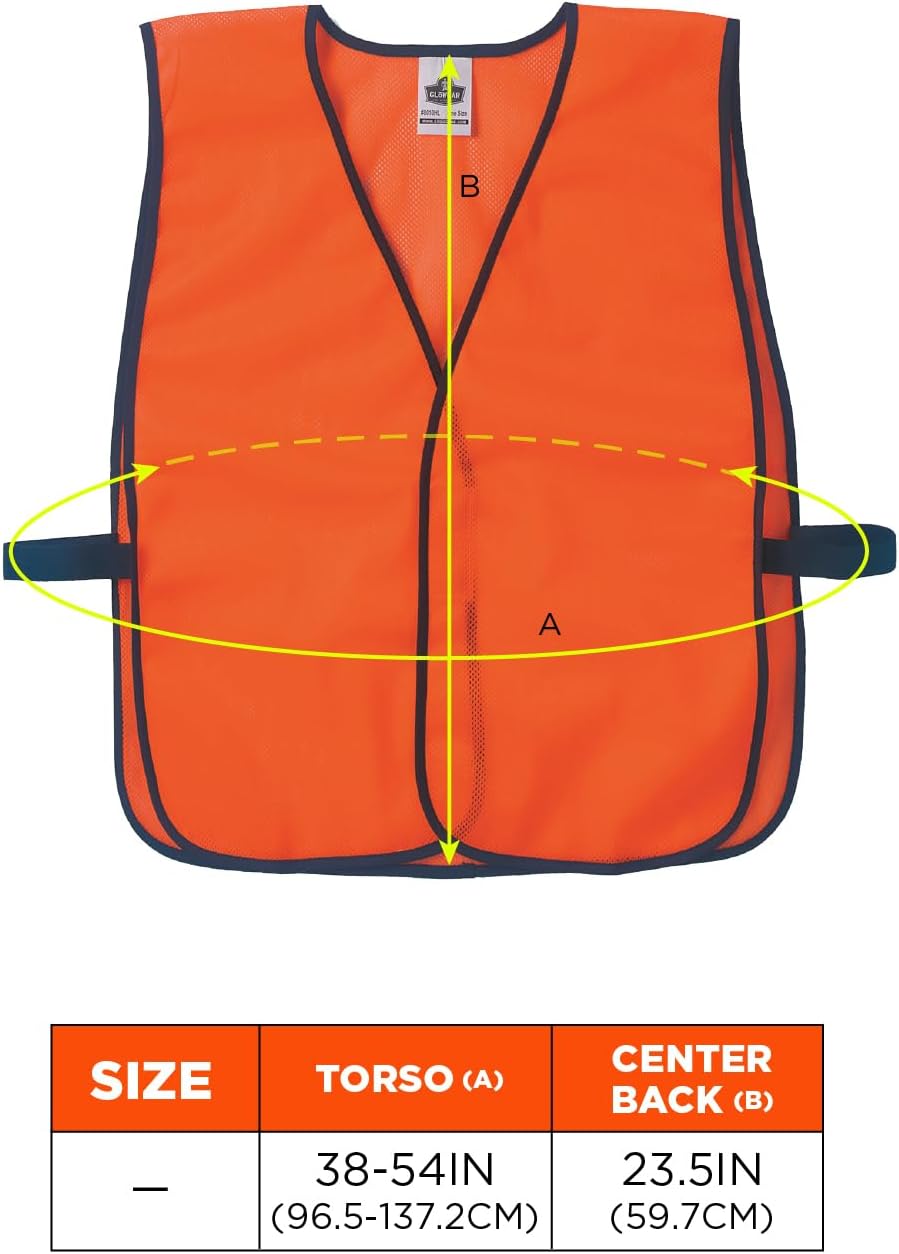 Ergodyne GloWear 8010HL Non-Certified High Visibility Vest, One Size, Orange