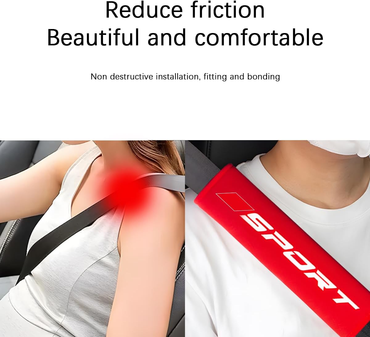 Mandark Car Seat Belt Pad, Vehicle Seatbelt Shoulder Strap Cover for More Comfortable Driving, Auto Interior Safety Belt Protection Cushion Accessories, Universal for SUV, Truck, RV (Black)