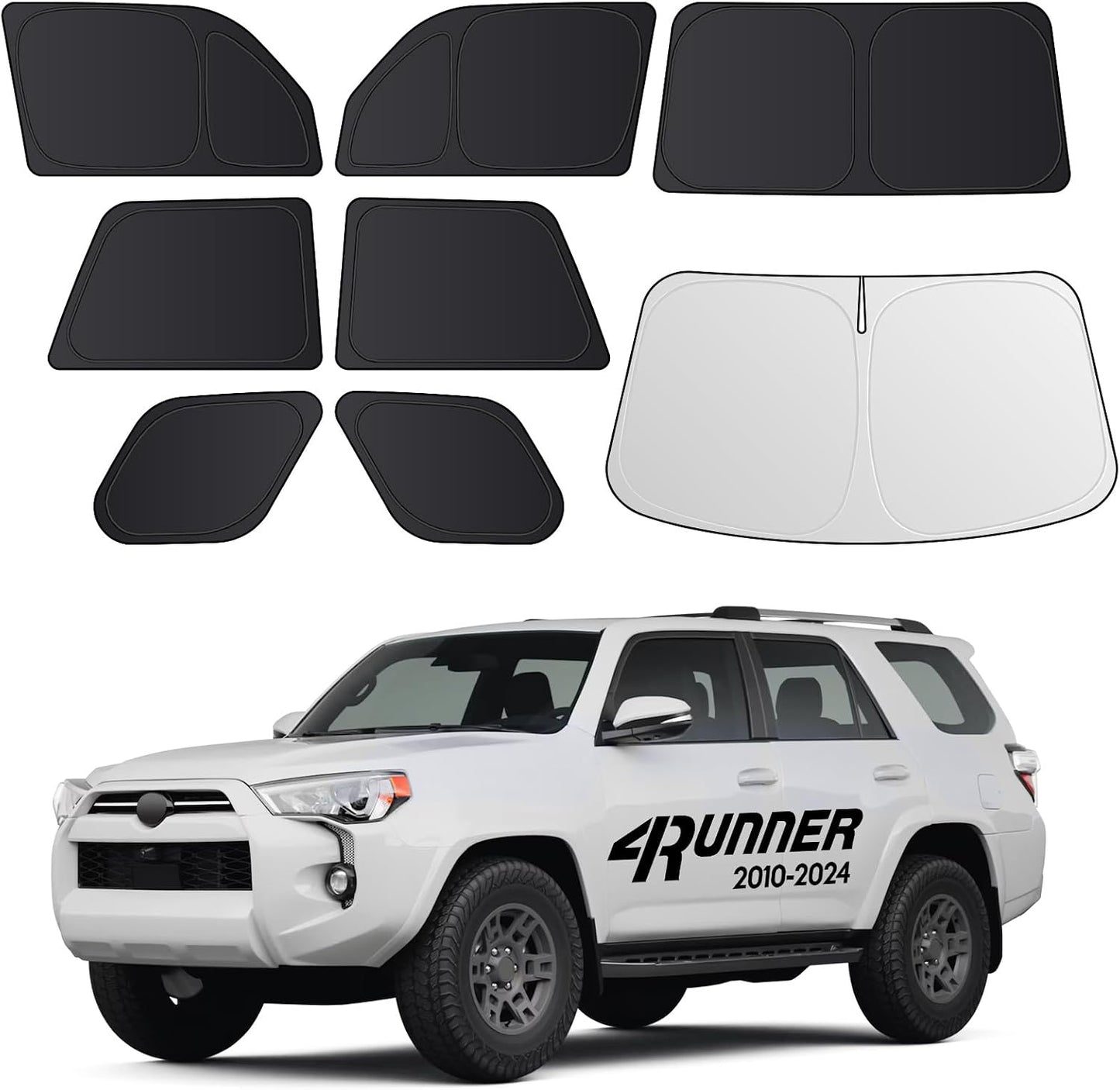Wigoo 2026 Upgrade 8PCS Full Set Window Sunshade for Toyota 4Runner 2010-2024 [7-Layer Cooler & Blacker, Ice-Crystal Tech] with Windshield for Sun Block, Baby, Camping, Privacy Napping, Relax