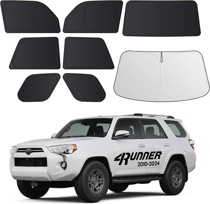Wigoo 2026 Upgrade 8PCS Full Set Window Sunshade for Toyota 4Runner 2010-2024 [7-Layer Cooler & Blacker, Ice-Crystal Tech] with Windshield for Sun Block, Baby, Camping, Privacy Napping, Relax