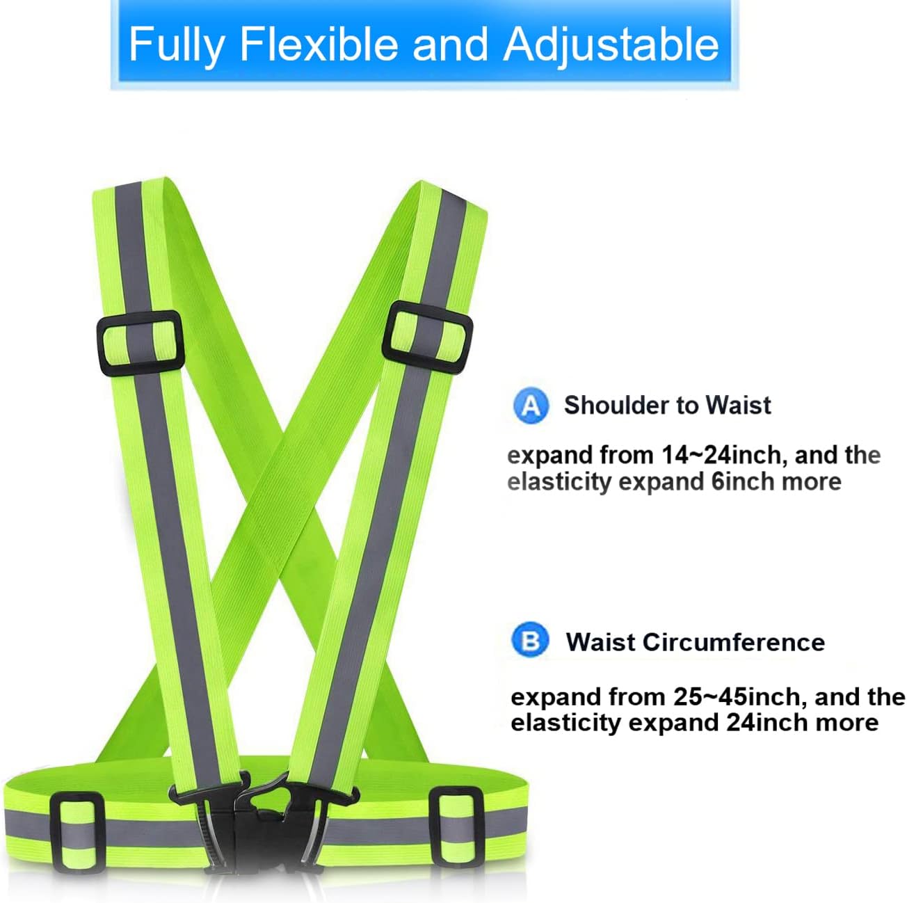 Reflective Vest Running Gear, 2Pack High Visible Safety VES for Cycling Jogging Running Walking, Adjustable for Men Women