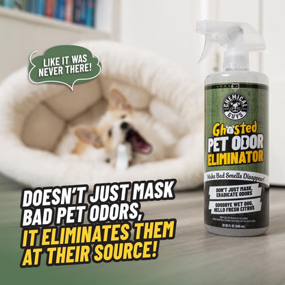 Chemical Guys Ghosted Pet Odor Eliminator 16 Oz Pet Smell Neutralizer for Car Interior, Carpet, Upholstery, Fabric Seats, Home, Furniture, Citrus Scent Spray Cleaner