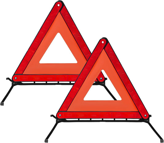 2 PCS Reflective Warning Triangle, Reflective Triangle Roadside Hazard Sign with Steel Bracket, Foldable Emergency Warning Signs for Vehicle Breakdown, Car Accessories