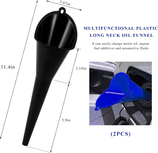 2PCS Oil Funnel, Flexible Multi-Function Automotive Oil Funnel, Spill-Proof Plastic Long Neck Engine Funnels Set for Gas Lubricants Water Diesel Fuel Kerosene, Car Accessories (Blue)