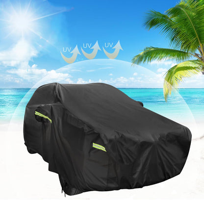 Car Cover Waterproof All Weather for Automobiles, Outdoor Full Exterior Covers for Sedan Black(Suggest Car Length from 194"-208")