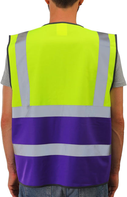 Dib Safety Reflective Safety Vest for Men Women, High Visibility Vest with Pockets and Zipper, ANSI Class 2