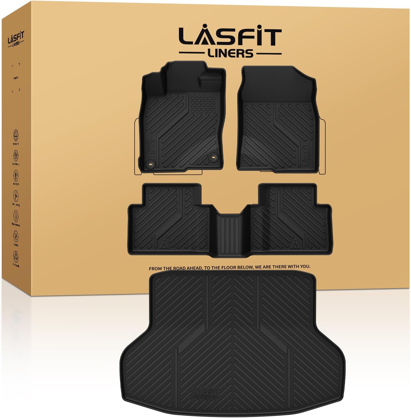 LASFIT Cargo Liner for Honda CR-V 2026 2025 2024 2023 (Gasoline & Hybrid & e:FCEV) All Weather TPE Car Trunk Mat (Upper Position), Cargo Only Black