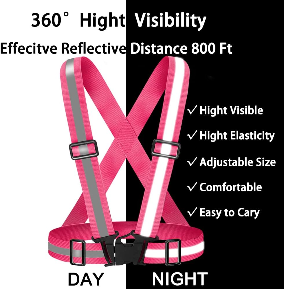 High Visibility Reflective Vest Safety Vest Running Reflective Gear Adjustable Reflective Vest for Walking,Jogging,Hiking,Night Cycling