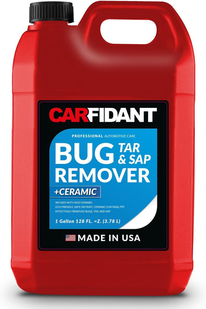 Carfidant Bug and Tar Remover for Cars Exterior with Ceramic Coating - Easily and Safely Clean Bug Splatter, Bird Poop from Paint, Plastic, Rubber, Metal, Chrome, Glass - Pre Wash for Car Detailing