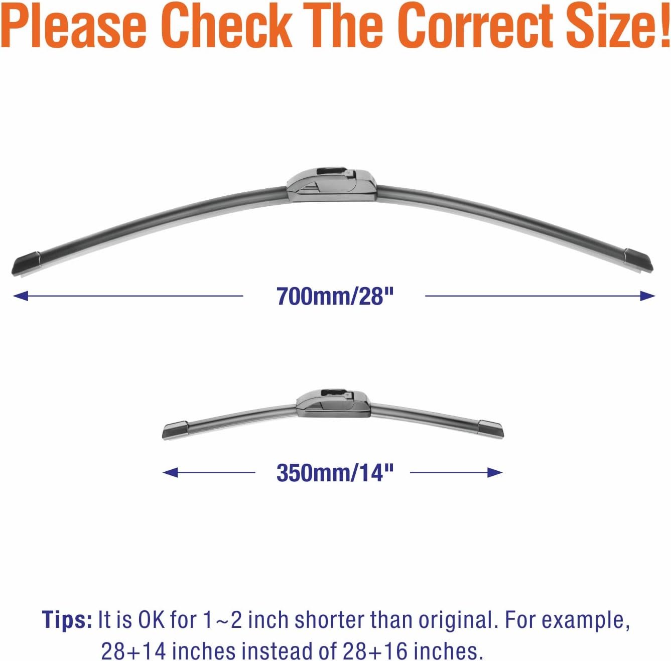 Wiper Blades 26" + 16" Automotive Replacement Windshield Wiper Blades for My Car Premium All-Seasons OE Quality Wipers for Front Windshield(Set of 2)