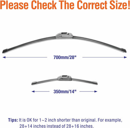 Wiper Blades 26" + 16" Automotive Replacement Windshield Wiper Blades for My Car Premium All-Seasons OE Quality Wipers for Front Windshield(Set of 2)