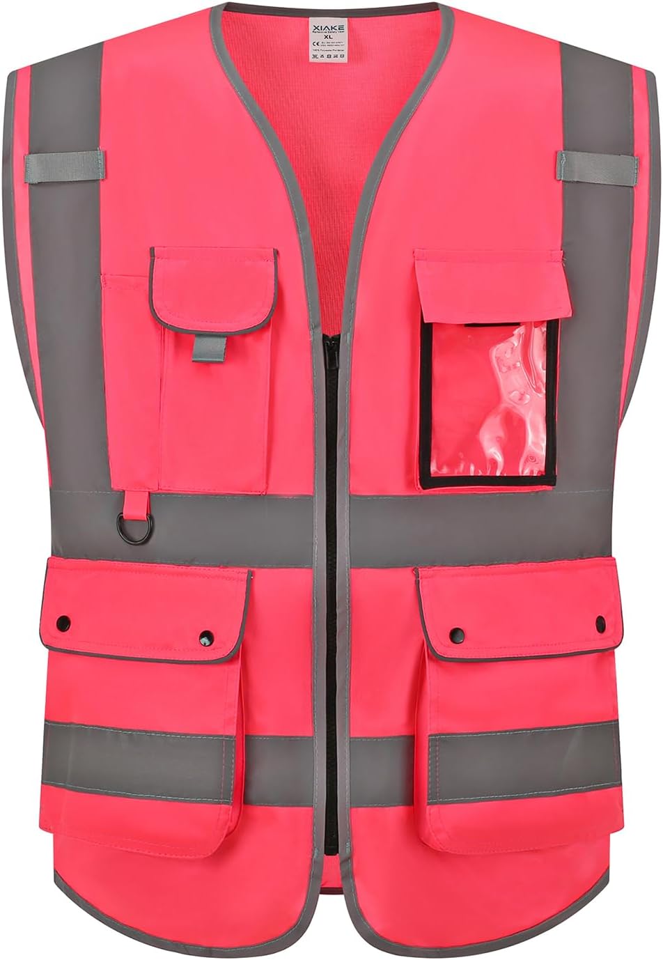 XIAKE Reflective Safety Vest for Men & Women High Visibility Class 2 Vest with Pockets Meets ANSI Standards
