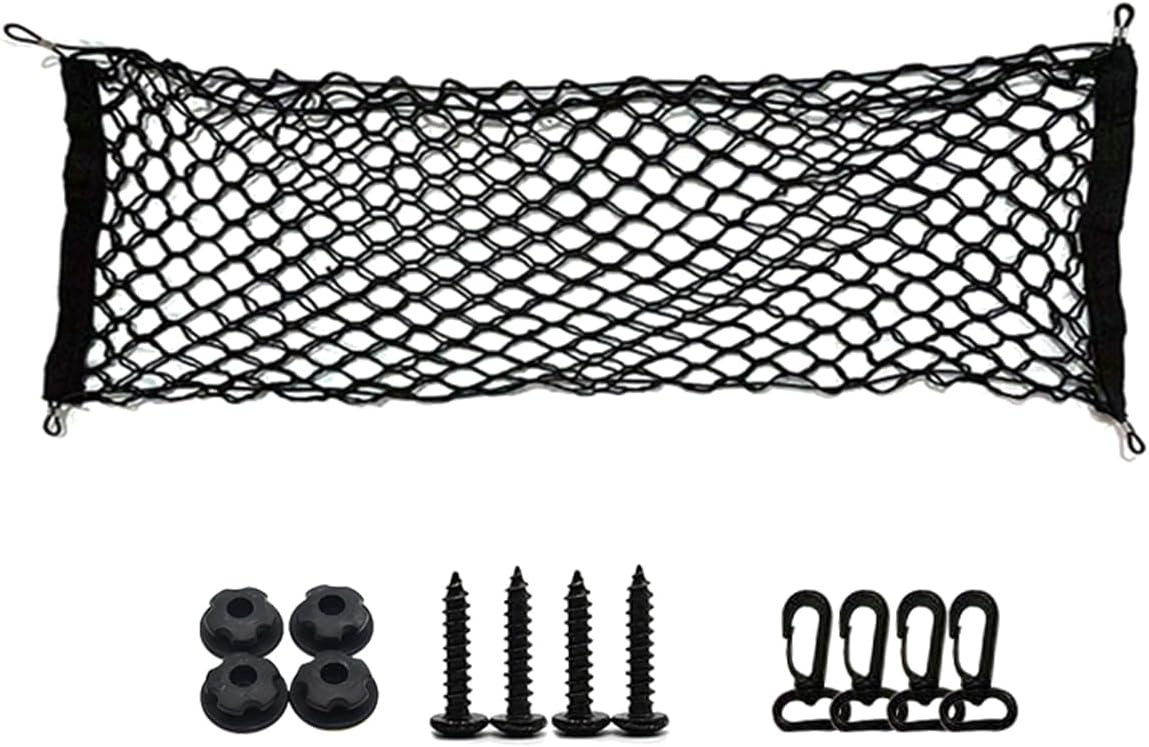 ZIMISI Car Cargo Net, Elastic Stretchable Car Trunk Cargo Storage Net with Hooks, Double-Layer Nylon Truck Organizer Mesh, Vehicle Interior Accessories for Most SUVs, Trucks (35.4x15.7 inch/90×40 cm)