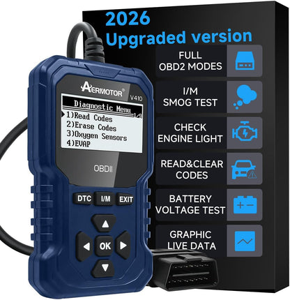 OBD2 Scanner, V410 Car Scanner Diagnostic Tool: Engine Fault Code Reader Scan Tool with Live Data/Freeze Frame for All OBDII Cars After 1996,Black