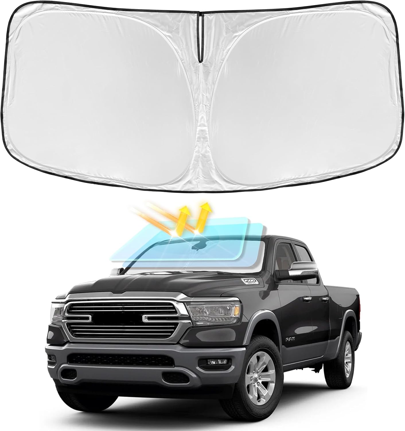 for Toyota Tacoma 2016-2023 2024 2025 2026 Sun Shade Sunshade Windshield Cover - 4 Layers Front Window Shade Custom Fit Tacoma 2Dr 4Dr Pickup Sun Visor 240T Shade Blocks UV Rays Car Accessories - Colors F
