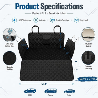 Ekisemio SUV Cargo Liner for Dogs – Waterproof with Bumper Flap, Non-Slip Large Trunk Mat, Scratchproof & Easy Clean, Universal Fit for SUVs Sedans Vans, Black