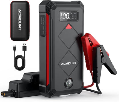 W160 Jump Starter with Air Compressor, 5000A Portable Car Jump Starter 150PSI Tire Inflator/Air Pump, 12V Battery(Up to 9L Gas/8L Diesel Engine) Jump Pack Car Emergency Kit Idea Gift for Man (Silver)