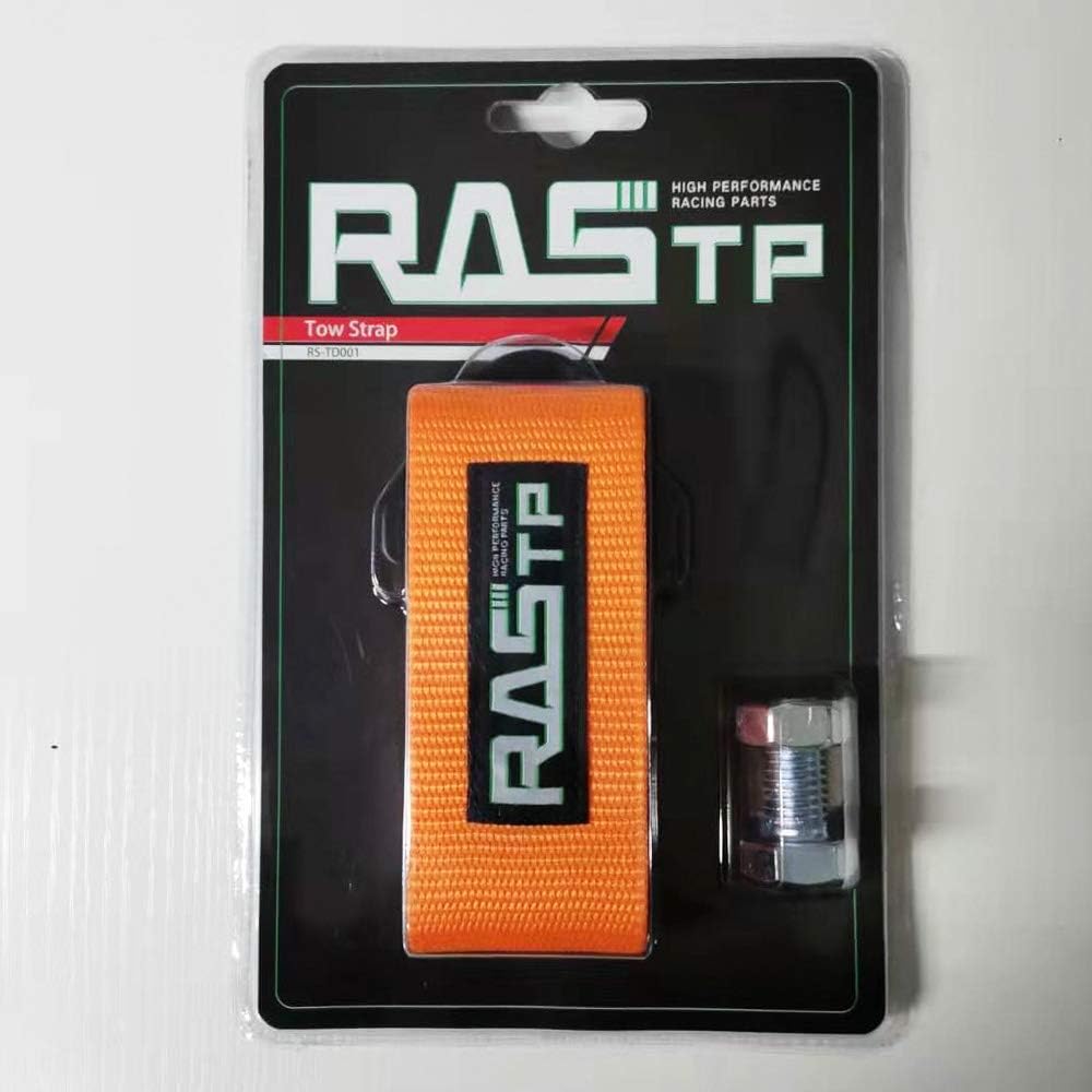 RASTP High Strength Racing Tow Strap, Tow Hook Fit for Front or Rear Front Bumper Decorative Trailer Belt (Black)