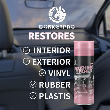 DONKEYPRO Car Interior Cleaner, Polishing Cleaner Detailer Spray for Vehicle Detailing, 450ml Aerosol 15 fl oz with Iron Can (2-Pack)