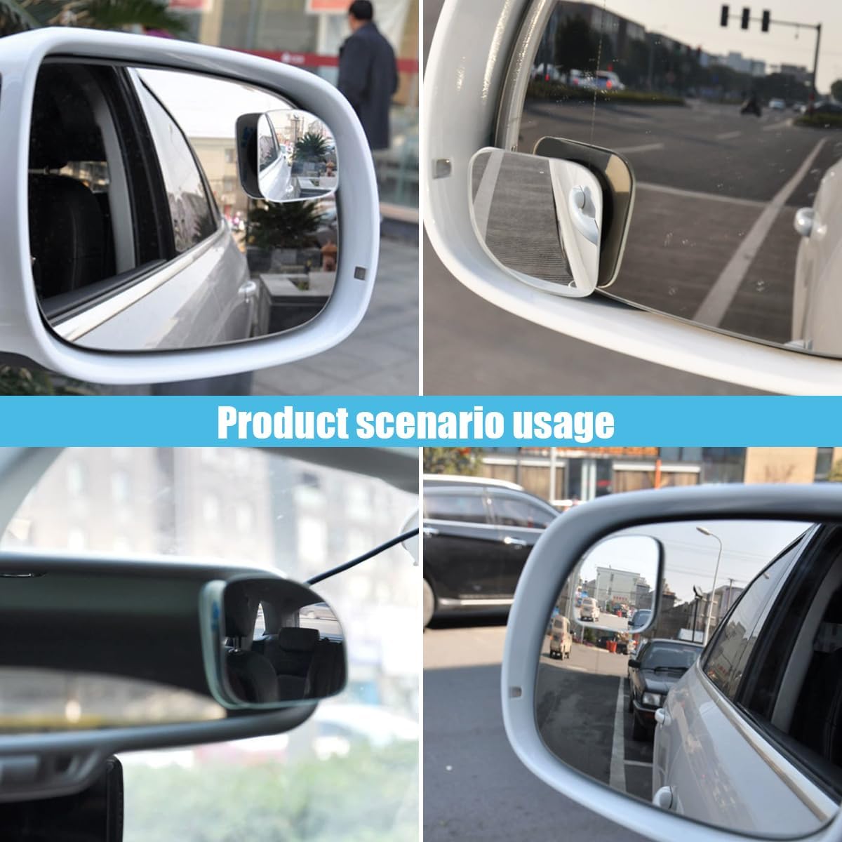 GLSOWEE Car Blind Spot Mirror, 2"" Round Convex Mirror, Frameless HD Glass Rear View Mirror with Wide Angle Adjustable Stick, Universal Vehicle Exterior Accessories for Car SUV Truck (2 PCS)