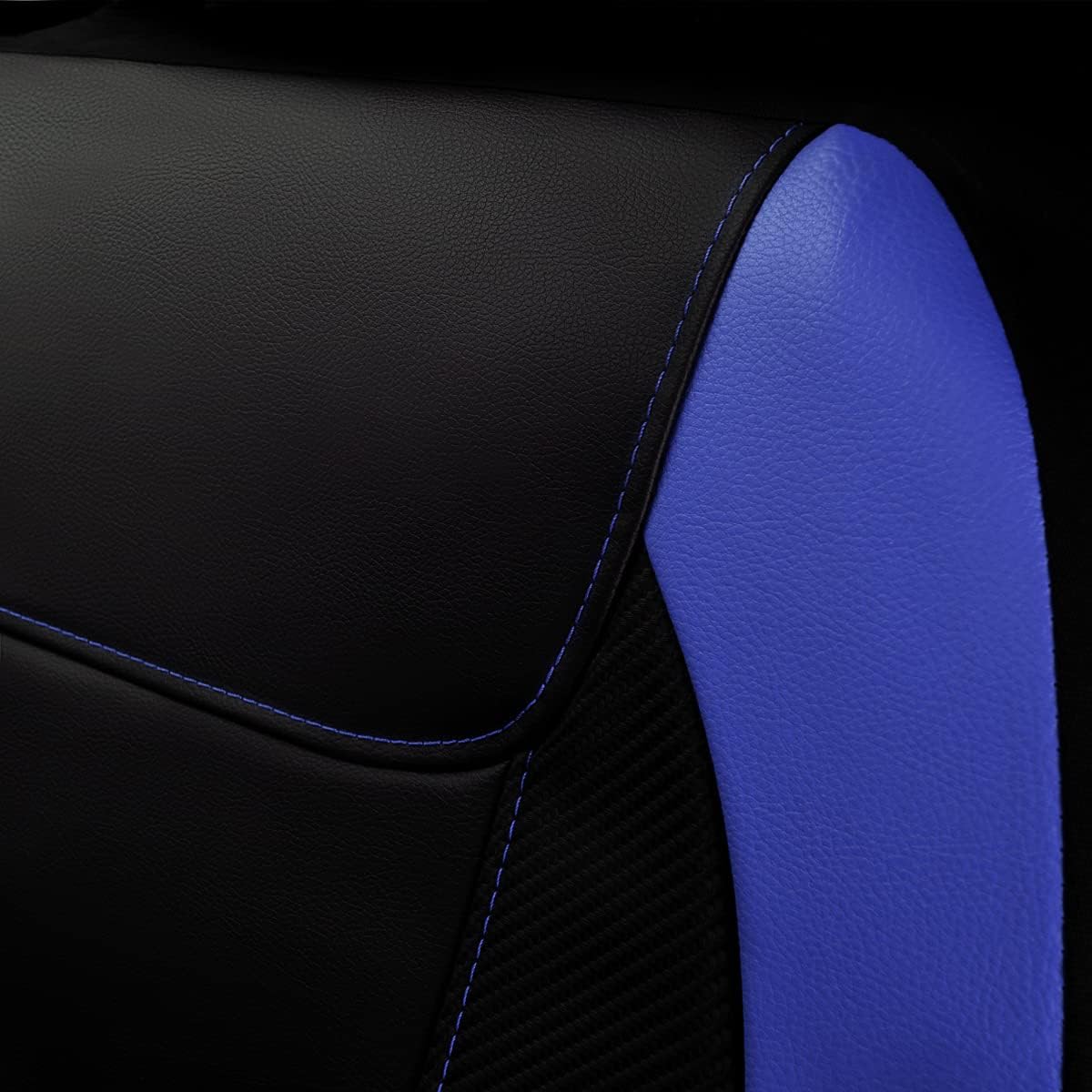 Flying Banner Carbon Fiber Leather Vehicle Seat Covers, Leopard Gray Black, Universal Fit - 8PCS