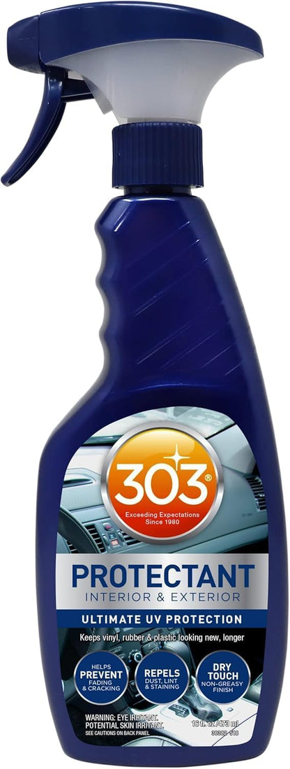 303 Products Automotive Protectant Spray, UV Protection for Car Interior & Exterior – Protects Vinyl, Plastic & Rubber, Repels Dust & Dirt, Matte Finish, 16 oz