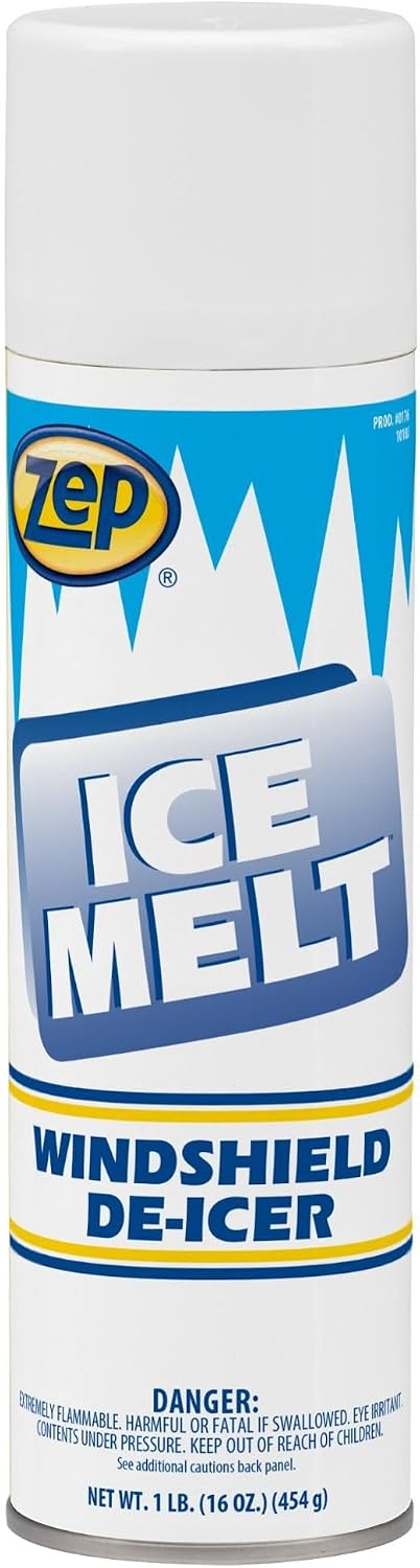 Zep Ice Melt Windshield De-Icer Aerosol - (Pack of 1) 17601 - Instantly Melts Frost and Ice, Fast Acting Formula, Safe on Paint Vinyl and Rubber, No Smearing Residue