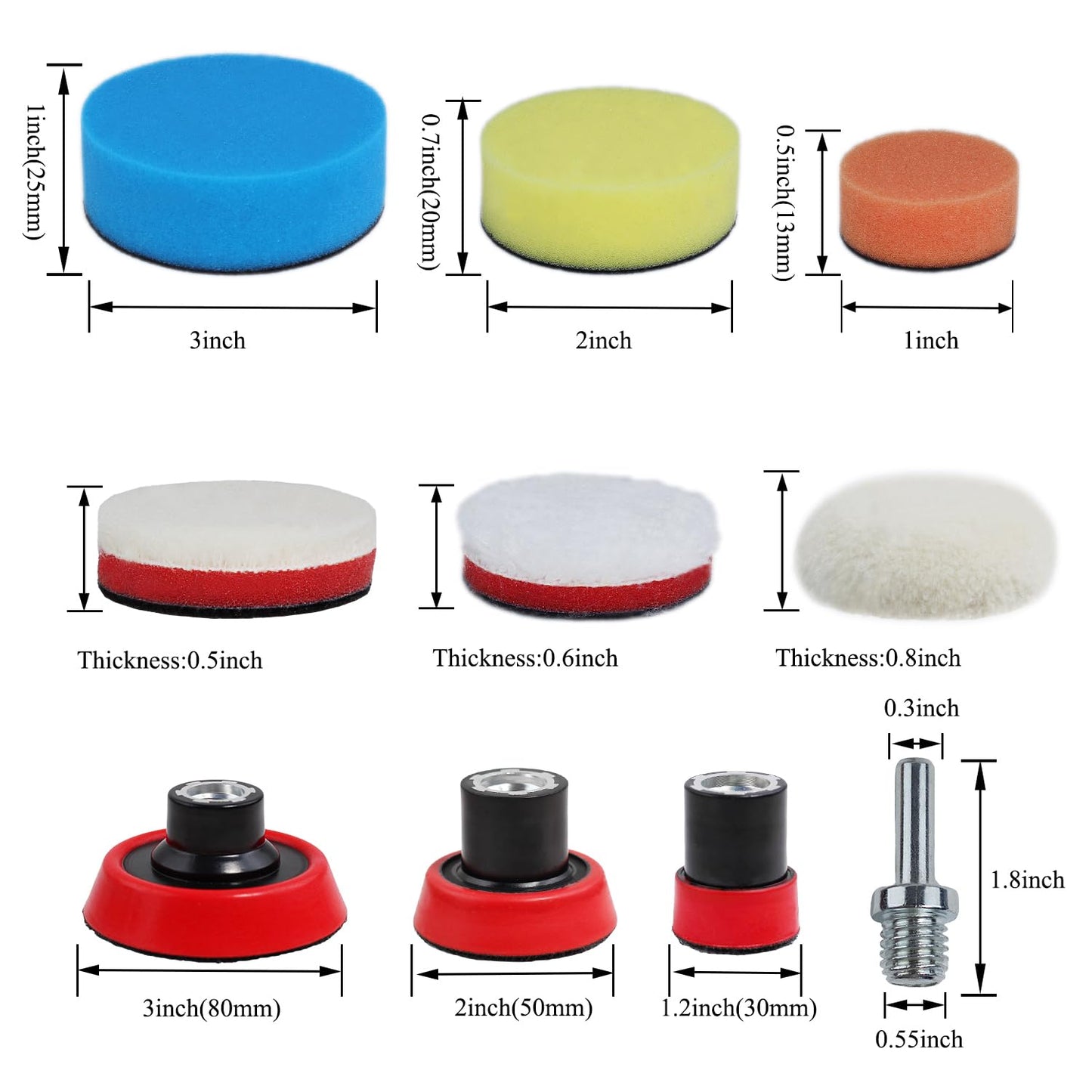 Car Foam Polishing Buffing Kit, Polishing Buffing Pads, Wool Pads,Polishing & Buffing Wheels, for Headlights & Body Foam Wax & Buffer Kits (27)