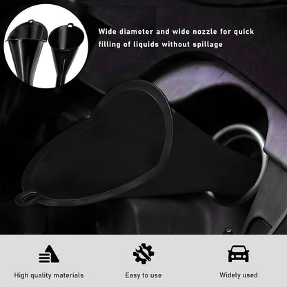 DXNQ Oil Funnel, Automotive Multi-Function Plastic Fuel Funnel with Long Neck, Universal Engine Oil Funnel for Filling Oils Gas Lubricants and Fluids, Car Accessories (Black)