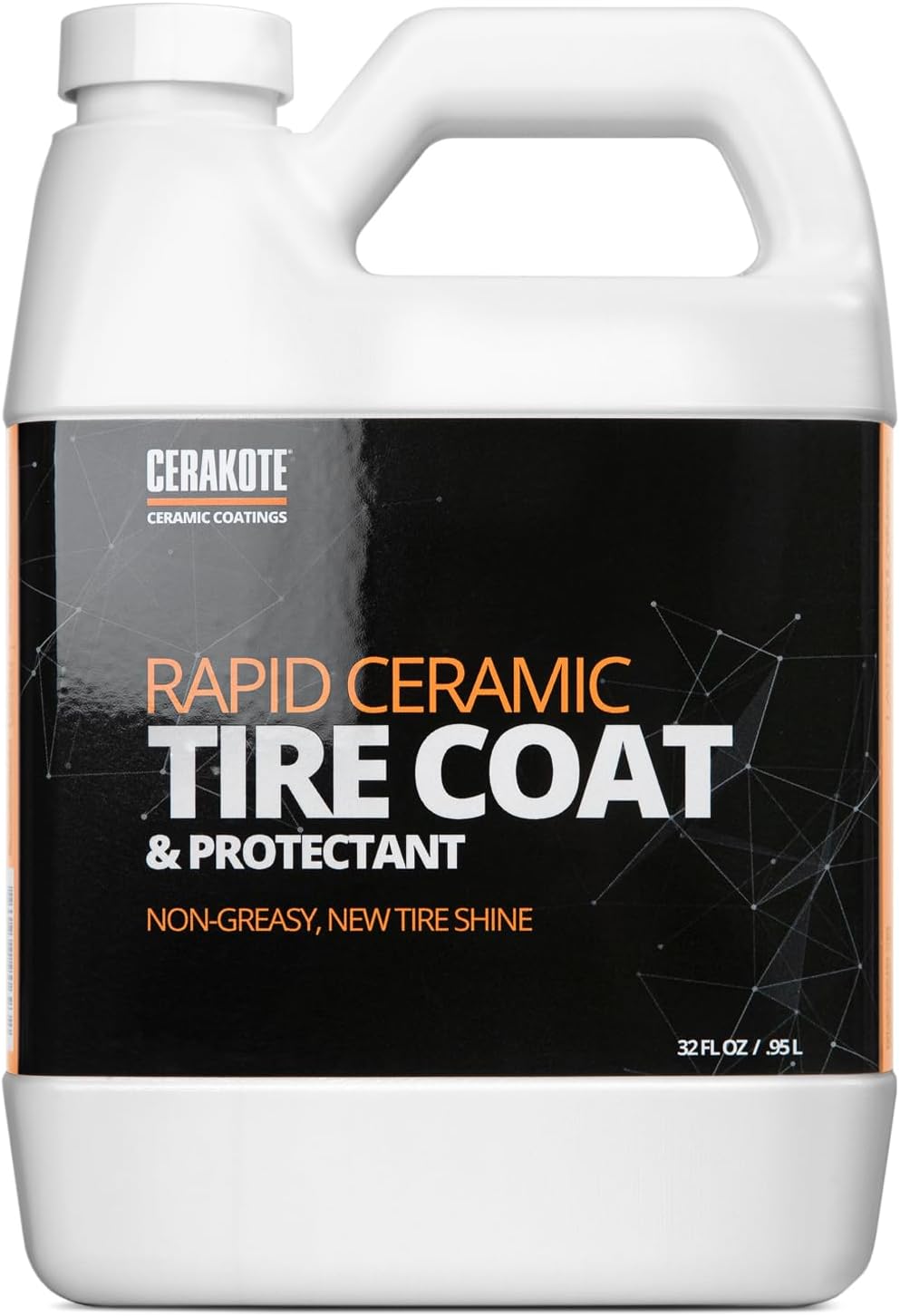 CERAKOTE Rapid Ceramic Tire Coat – Showroom New Tire Shine – Deep Tire Black Finish – Lasts Up to 10x Longer – No Sling, Non-Greasy Ceramic Tire Coating for Car, Truck & SUV – Easy Application (10oz)