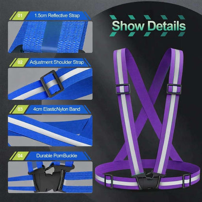 2 Packs Reflective Vest Running Gear, High Visibility Reflective Running Gear Adjustable Elastic Safety Vest for Night Jogging, Biking, Walking or Dog Walking, Running Vest for Men Women Children