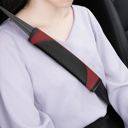 Osilly 2PCS Car Seat Belt Cover, Carbon Fiber Seatbelt Shoulder Protection, Soft Car Seat Belt Strap Cushion Protect Your Neck and Shoulder, Car Accessories Seat Belt Pad for Car Truck (Red)