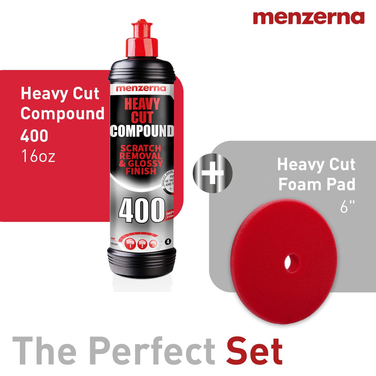 menzerna Polishing Set 8oz – HCC1000, MCC2500 & 3800 | 3-Step System for Scratch Removal, Swirl Elimination & Mirror-Like Finish