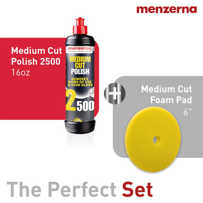 menzerna Medium Cut Polish 2500" I Abrasive Polishing Compound for Medium Scratches and Signs of Use I Buffing and Polishing Compound for Scratch Repair & a Glossy Finish I Silicone Free I 8 fl oz.