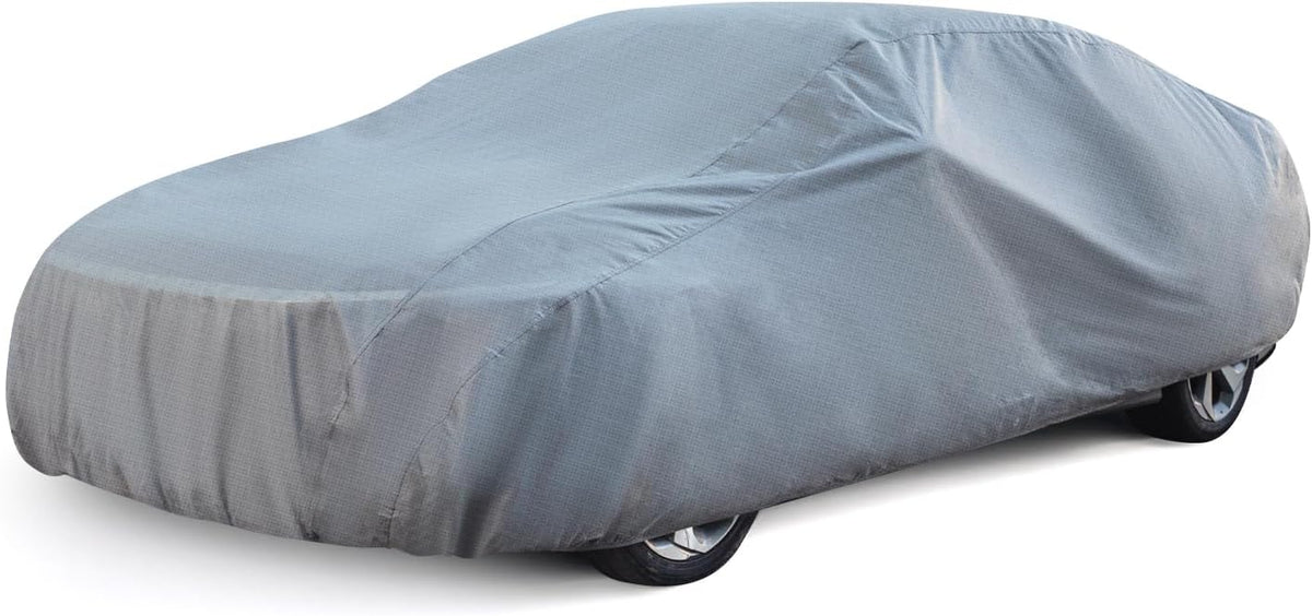 Season Guard Car Cover for Sedans up to 205", Breathable Full Exterior Vehicle Cover, Lightweight Dustproof Indoor & Light Outdoor Car Cover, Gray