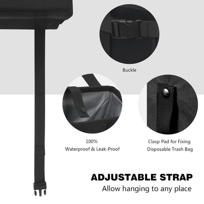 Homelove Car Trash Can, Leak-Proof Waterproof Trash Bin Collapsible Portable Auto Garbage Bag Large Capacity Trashcan Storage Bag Multipurpose Car Organizer Hanging (Black)