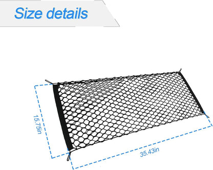 Car Rear Cargo Net, Adjustable Elastic Storage Organizer Net, Trunk Cargo Storage Net, Universal Fit for Car, Vehicle, SUV (43.3"x 15.8")