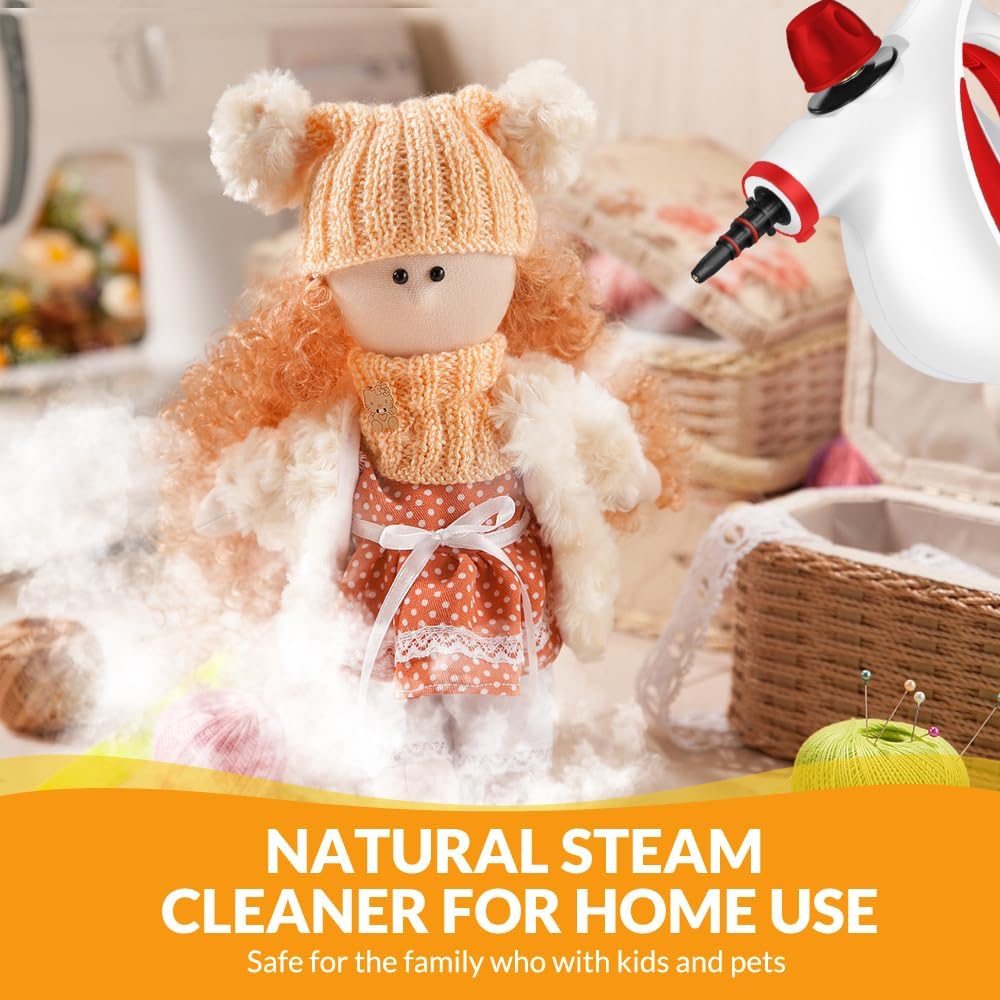 Handheld Pressurized Steam Cleaner with 12 pcs Accessories, Steamer for Cleaning, Steam Cleaner for Home Use, Steamer for Cleaning Car, Furniture, Floor, Upholstery, Grout and Tile, Deep Gray