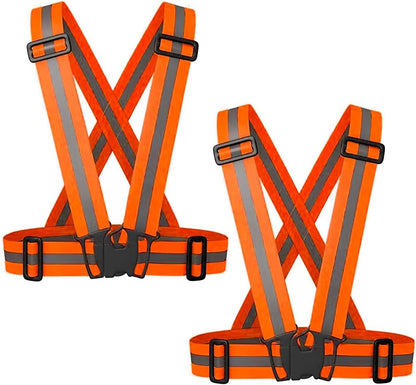 Reflective Safety Vest 2pcs - High Visibility Vest Adjustable Straps for Outdoor Jogging, Cycling, Walking and Riding